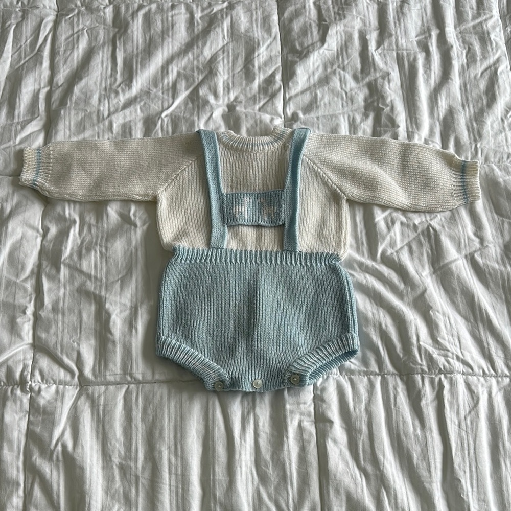 Vintage rn Baby Knit Sweater and Romper giraffe embroidered sz 3-6 month